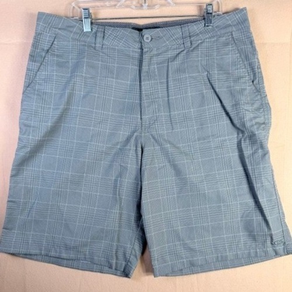 O'Neill Men's Size 38 Gray Plaid Hybrid Walkshort Golf Shorts 10" Inseam